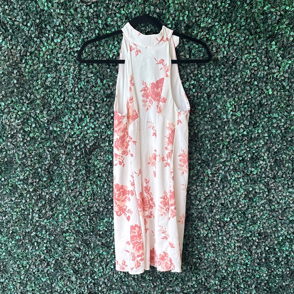 Lulus Small Pink Floral Halter Tie Dress